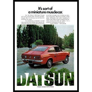1972 Datsun 1200 Sport Coupe Red Sports Car Vintage Print Ad Nissan Wall Art
